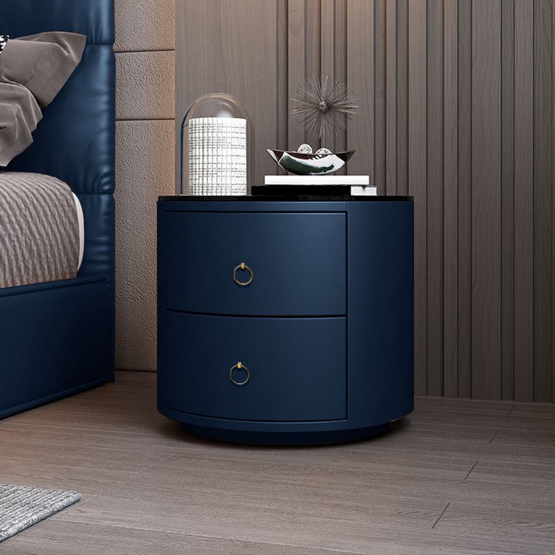 Glamernte Nachttisch mit 2 Schublade 16,5 Zoll hohen Leder-Nachttisch