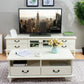 Traditioneel massief houten tv-meubel, 19,7 inch H tv-console met 4 lades en kast
