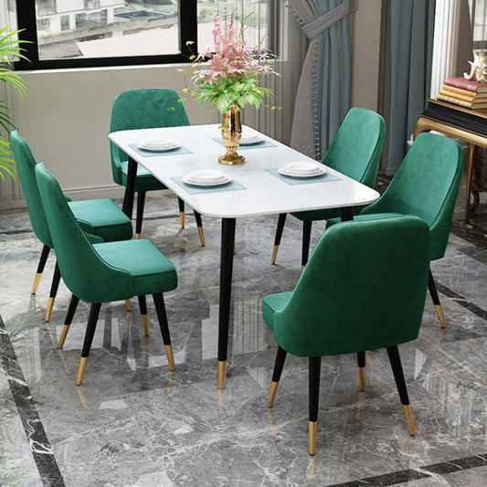 Set da tavolo da pranzo contemporaneo 1/2/7 pezzi di pietra interna e dinette di ferro