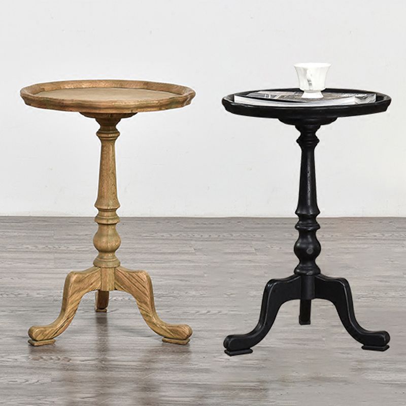 Tavolo d'angolo rustico largo 14 "tavolo laterale rotondo in legno solido