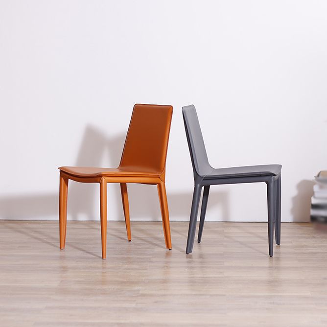 Contemporary Style Leather Dining Side Chair Solid Back Armless Side Chair Clearhalo ' kitchen&dining_furn' 'Dining Chairs' 'Dining Tables & Seating' 'dining_chair' 'furn' 'furn_dining_chair' 'Furniture' 'furniture_dining_chair' 'Kitchen & Dining Furniture' 'kitchen' 1200x1200_9fd247db-0233-4981-b8f1-ae04c081e1d1