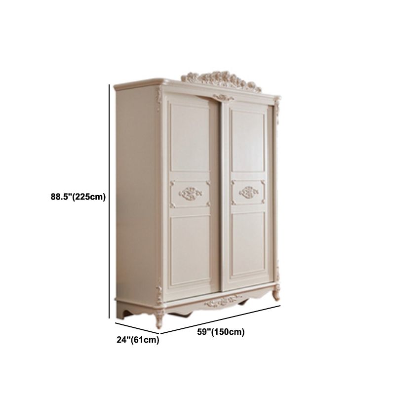 Traditional Wardrobe Armoire White Wooden Wardrobe Cabinet with Legs Clearhalo 'Armoires & Wardrobes' 'armoires_wardrobes' 'Bedroom Furniture' 'furn' 'furn_armoires_wardrobes' 'Furniture' 1200x1200_9fd3cfe0-907a-42c6-bedc-216393584932
