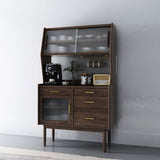 Pine Solid Wood Sideboard Cabinet Adjustable Shelving 4-drawer Server with Glass Door Clearhalo 'buffet_sideboard' 'Buffets & Sideboards' 'furn' 'furn_buffet_sideboard' 'Furniture' 'Kitchen & Dining Furniture' 1200x1200_9fd4edb6-742b-4b24-8f2c-0169c06afd37