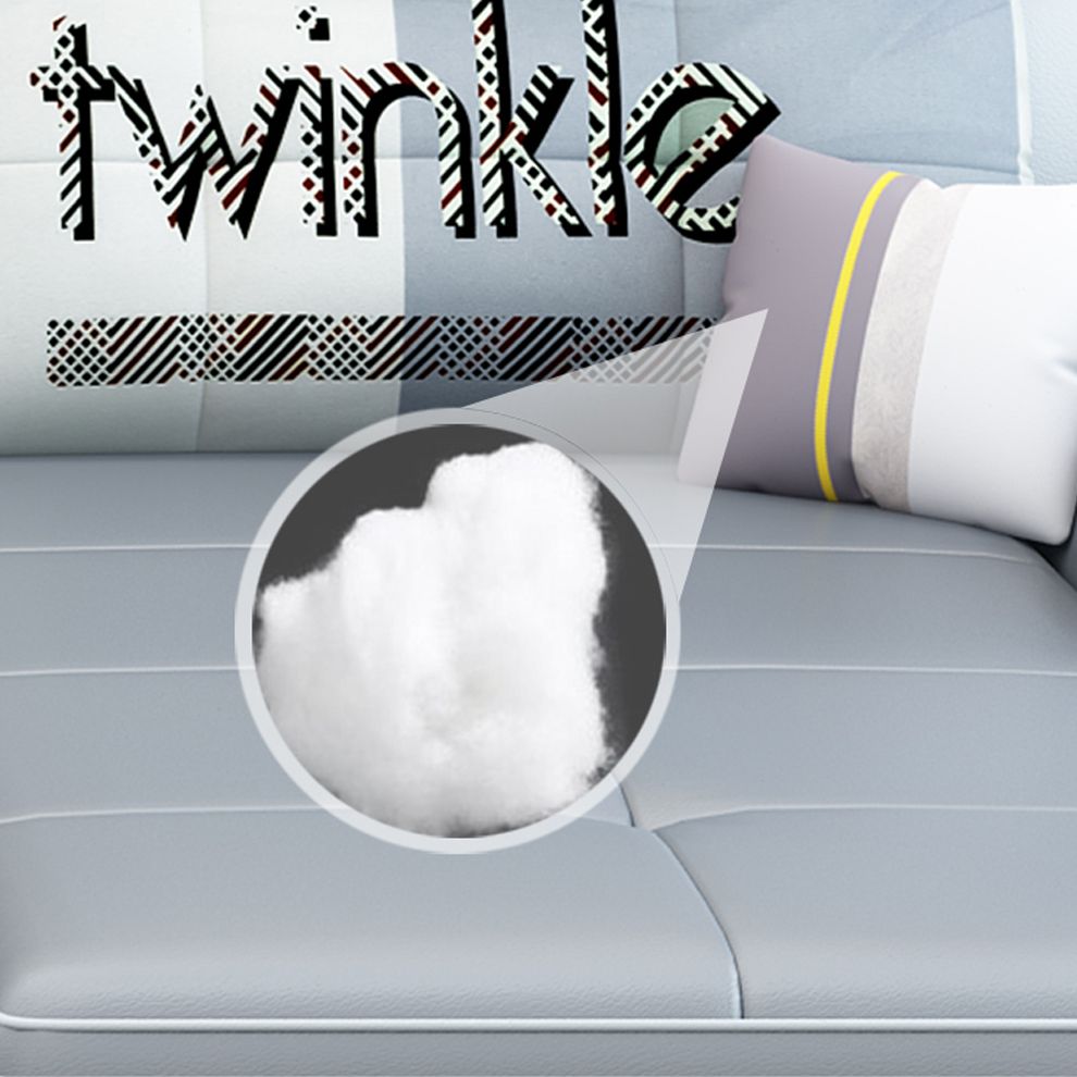 Pillow Top Arm Sofa 31.49" High Faux Leather/Linen Sofa Ottoman Included