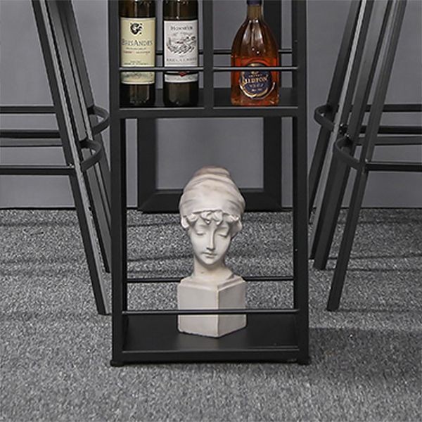 Moderne rechthoek stenen staaftafel Set 1/3 stukken tegen tafel met metalen ontlasting