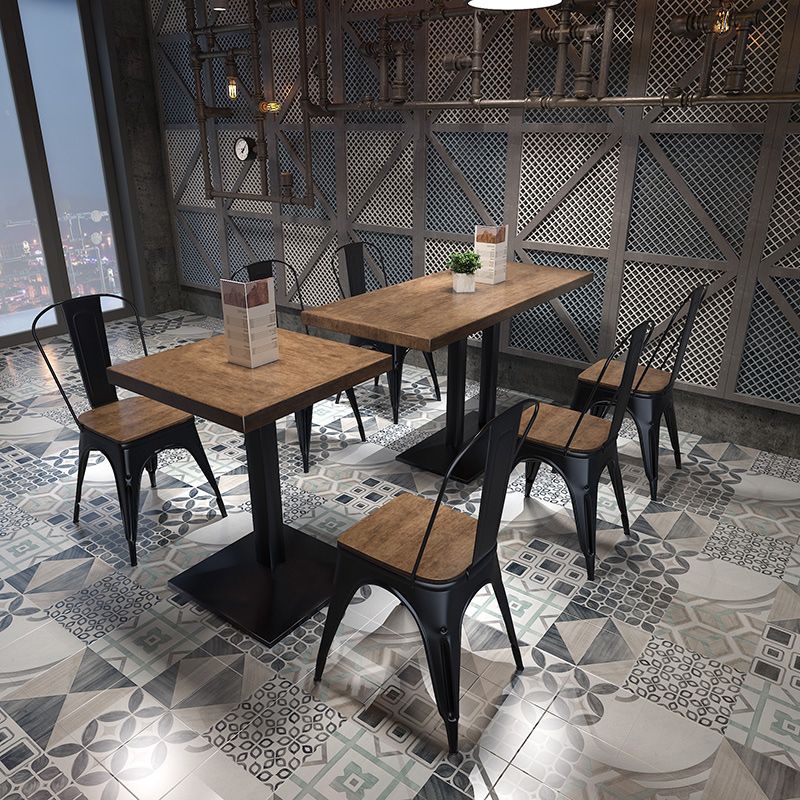 Mesa de comedor de pedestal industrial de metal mesa de madera para cocina y comedor