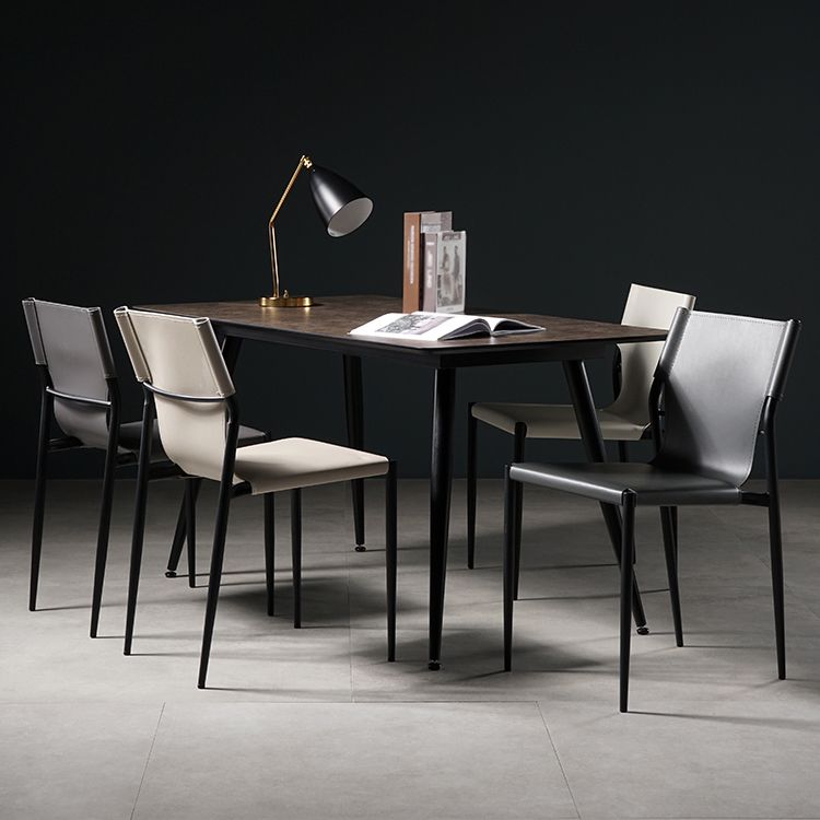 Industrial Style Leather Dining Side Chair Solid Back Armless Dining Chair Clearhalo ' kitchen&dining_furn' 'Dining Chairs' 'Dining Tables & Seating' 'dining_chair' 'furn' 'furn_dining_chair' 'Furniture' 'furniture_dining_chair' 'Kitchen & Dining Furniture' 'kitchen' 1200x1200_9fd9bfc7-6579-4f17-a45f-56129762c909