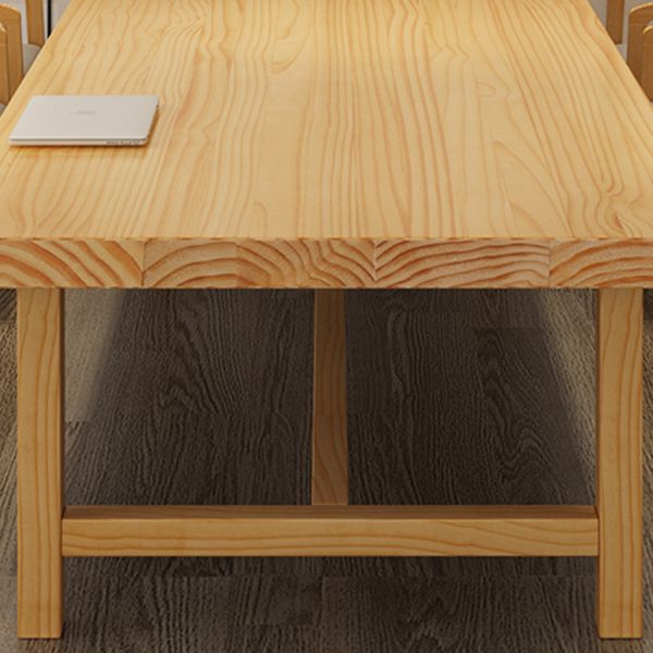 Rectangle Casual Dining Table Wood Color Trestle Base Table with Pinewood Solid Wood Clearhalo ' dining_table' 'Dining Tables & Seating' 'Dining Tables' 'furn' 'furn_dining_table' 'Furniture' 'furniture_dining_table' 'Kitchen & Dining Furniture' 'kitchen&dining_furn' 'kitchen' 'kitchen_dining_table' 1200x1200_9fdad2b9-737b-4fb0-9492-1227596c8678