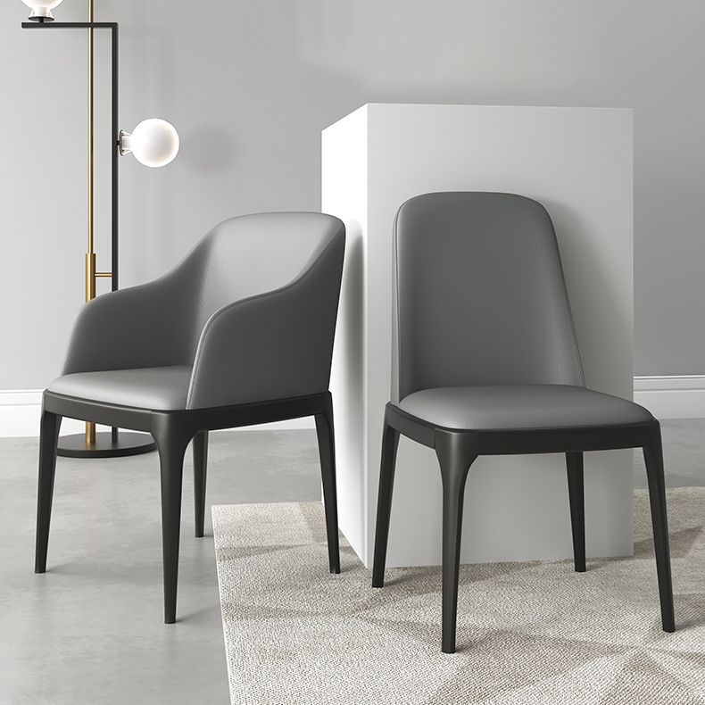 Modern Square Leather Dining Side Arm Chair with Wooden Legs for Kitchen Clearhalo ' kitchen&dining_furn' 'Dining Chairs' 'Dining Tables & Seating' 'dining_chair' 'furn' 'furn_dining_chair' 'Furniture' 'furniture_dining_chair' 'Kitchen & Dining Furniture' 'kitchen' 1200x1200_9fdc7cd6-7376-47c9-9b88-748cc7076e1c