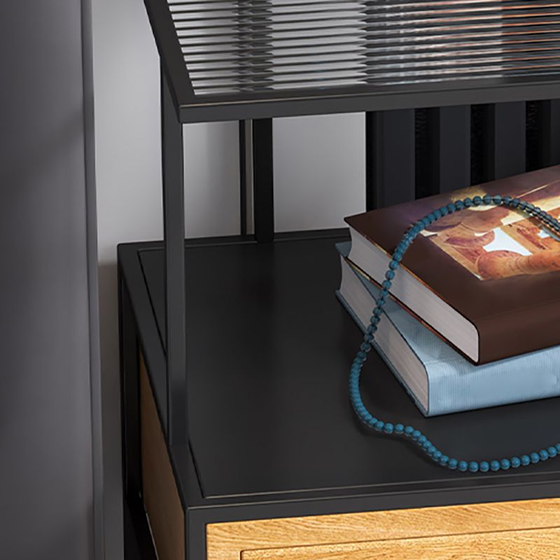 Armoire de chevet en verre inférieur industriel avec tiroir pour chambre à coucher