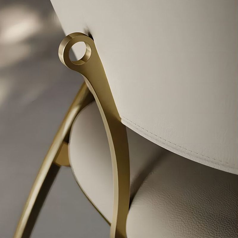 Glam keuken gestoffeerde zijstoel metalen benen Dining Armloze stoel