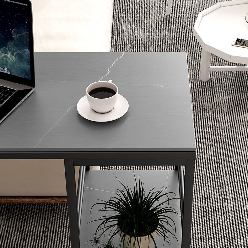 Rectangle Sintered Stone Bar Table Black and Metal Base Bar Table for Kitchen Living Room Clearhalo 'Bar Furniture' 'Bar Tables' 'bar_tables' 'furn' 'furn_bar_tables' 'Furniture' 'Kitchen & Dining Furniture' 1200x1200_9fe10ec6-9a42-43c6-aeb2-b9235e40f211