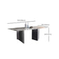Industrial Dining Sintered Stone Table Dining Rectangle Table with Metal Legs for Kitchen Clearhalo 'Dining Tables & Seating' 'Dining Tables' 'dining_table' 'furn' 'furn_dining_table' 'Furniture' 'Kitchen & Dining Furniture' 1200x1200_9fe39c86-a135-4c2e-ab94-e3e3e4bbf2ce