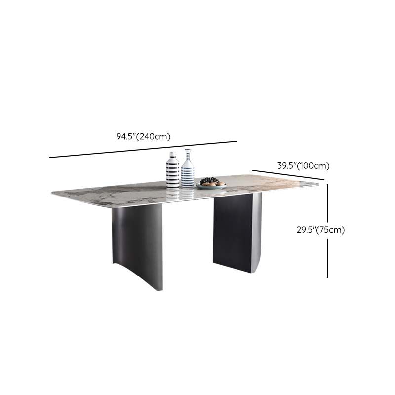 Industrial Dining Sintered Stone Table Dining Rectangle Table with Metal Legs for Kitchen Clearhalo 'Dining Tables & Seating' 'Dining Tables' 'dining_table' 'furn' 'furn_dining_table' 'Furniture' 'Kitchen & Dining Furniture' 1200x1200_9fe39c86-a135-4c2e-ab94-e3e3e4bbf2ce