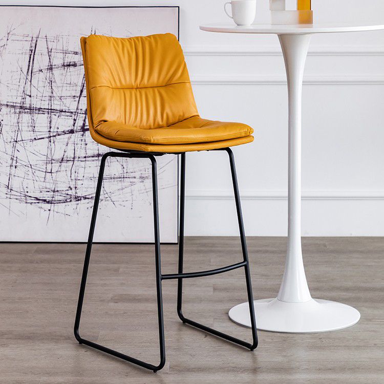 Nordic Indoor Simple Barstool Low Back Iron Tall Stool with Leather Seat Clearhalo 'Bar Furniture' 'Bar Stools' 'bar_stools' 'furn' 'furn_bar_stools' 'furniture_bar_stools' 'Kitchen & Dining Furniture' 'kitchen&dining_furn' 'kitchen' 'kitchen_furn' Furniture' 1200x1200_9fe3d04c-d219-4dda-9e02-829dade86539