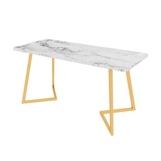 Escritorio de oficina de forma rectangular escritura de escritura blanca/gris para la oficina