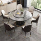 Glam Style Table Pedestal Dining Table with Turntable for Kitchen