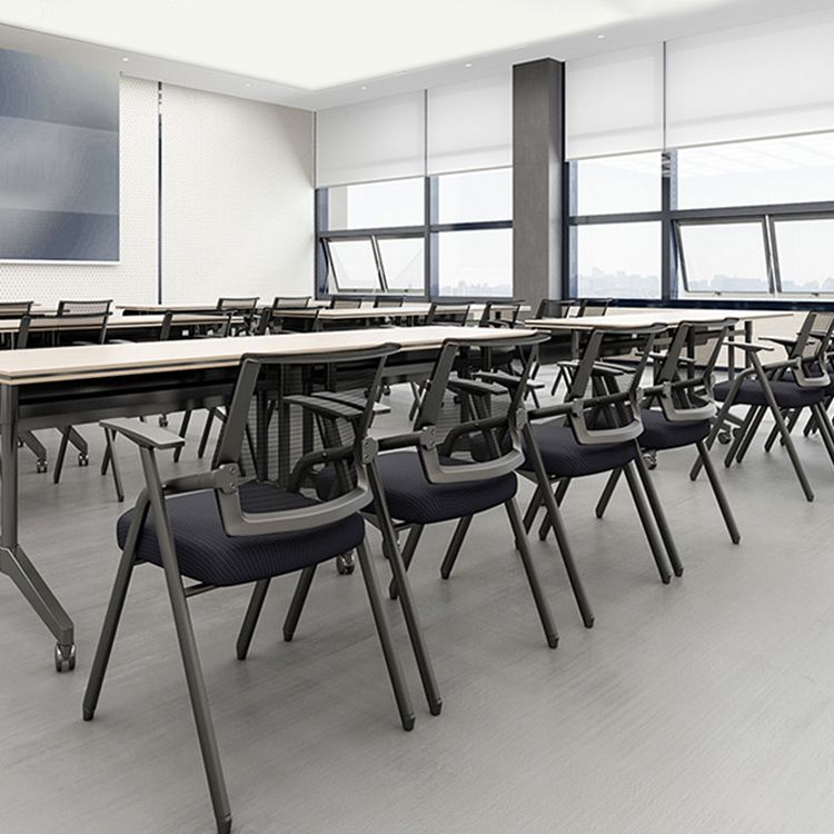 Mesh Mid Back Conference Chair No Wheels Fixed Arms Bureau Stoel