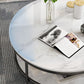 17.7" H Glam Round Slate Coffee Table Metal 4 Legs Cocktail Table with Shelf Clearhalo 'Coffee & Accent Tables' 'Coffee Tables' 'coffee_tables' 'furn' 'furn_coffee_tables' 'Furniture' 'Living Room Furniture' 1200x1200_9fe75cc9-1029-4f2d-9fb9-d09f25093f87
