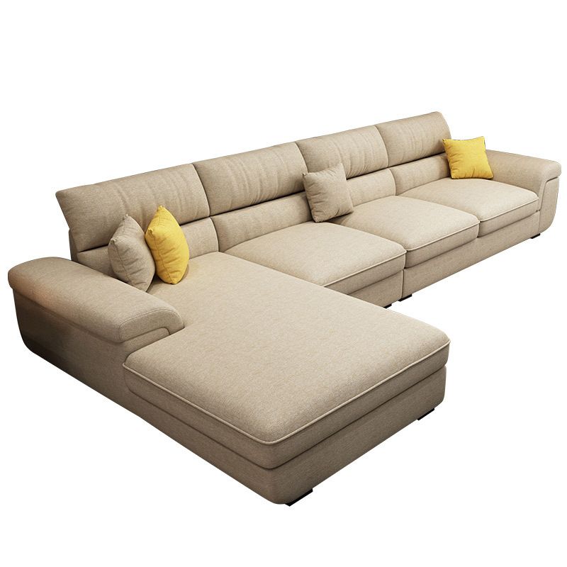Pillow Top Arm Sofa & Chaise in Khaki Modern Fabric Sectional Clearhalo 'furn' 'furn_sectionals' 'Furniture' 'Living Room Furniture' 'Sectionals' 1200x1200_9fe7e88d-5a15-4b4d-9e6a-10871f18fa08