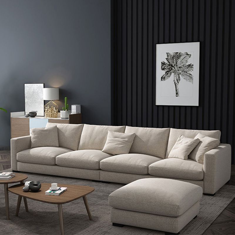 Modern Style with Pillow Back Imitation Leather/cotton and Linen Upholstered Beige Sofa Clearhalo 'furn' 'furn_sofas' 'Furniture' 'furniture_sofas' 'kitchen' 'kitchen_sofas' 'Living Room Furniture' 'Sofa' 'sofas' 1200x1200_9feb7761-c878-4e58-83e1-e9461b4f7352