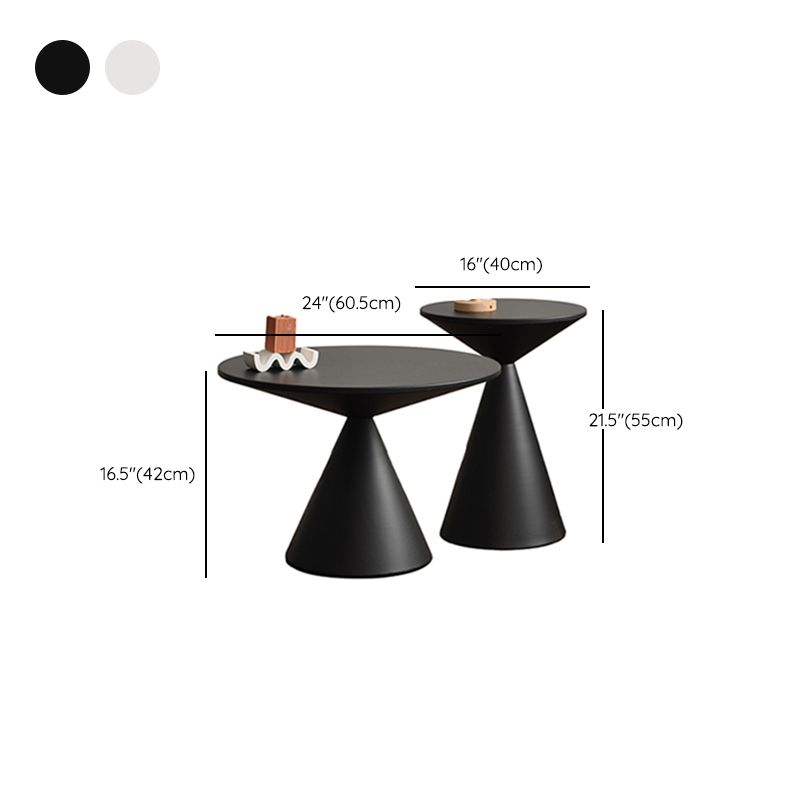 Table d'angle contemporaine metal rond piédestal latérale