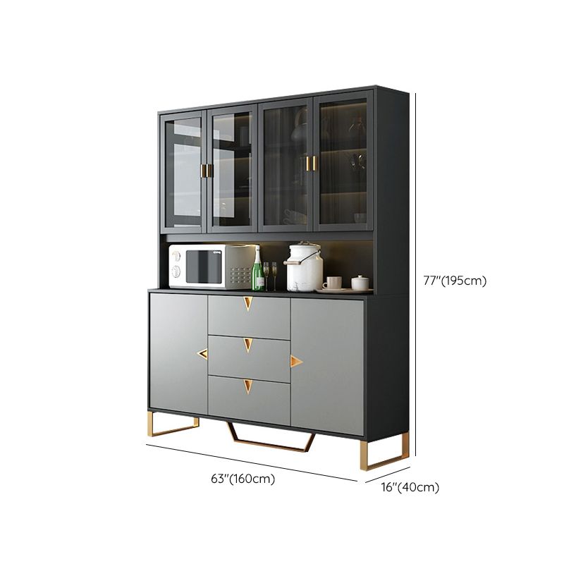 Modern Sideboard Buffet with Glass Doors Engineered Wood Buffet Server Clearhalo 'buffet_sideboard' 'Buffets & Sideboards' 'furn' 'furn_buffet_sideboard' 'Furniture' 'Kitchen & Dining Furniture' 1200x1200_9fec9a9f-ebbc-45da-baa0-9584bb018440