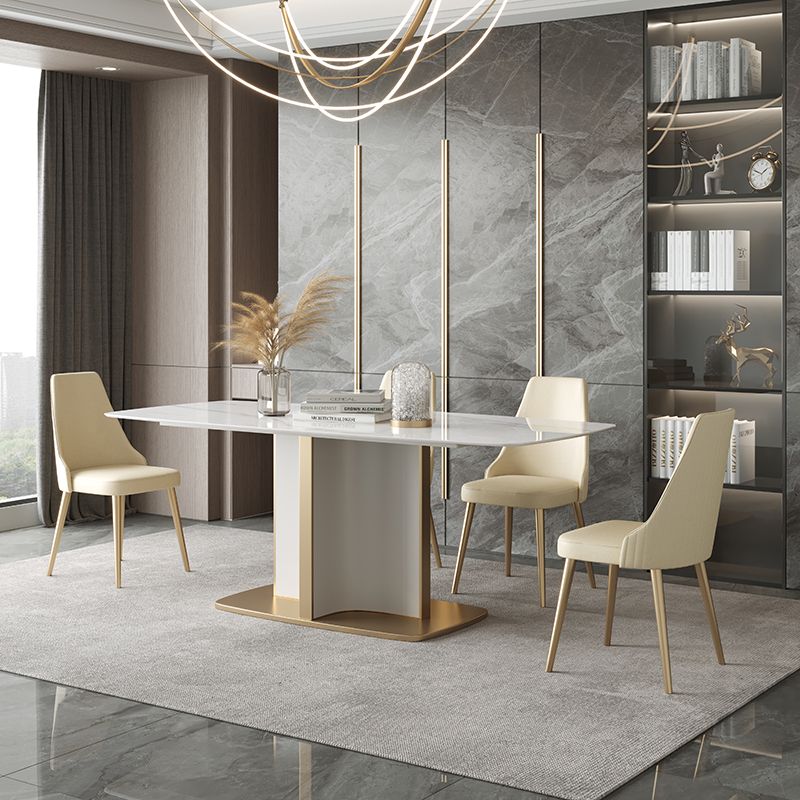 Contemporary Sintered Stone Top Standard Dining Set White Rectangle Shape Dining Set for Kitchen Clearhalo 'Dining Room Sets' 'Dining Tables & Seating' 'dining_room_set' 'furn' 'furn_dining_room_set' 'Furniture' 'furniture_dining_room_set' 'Kitchen & Dining Furniture' 'kitchen&dining_furn' 'kitchen' 1200x1200_9fed6b66-8a40-4aba-b40f-cf92be50ad24