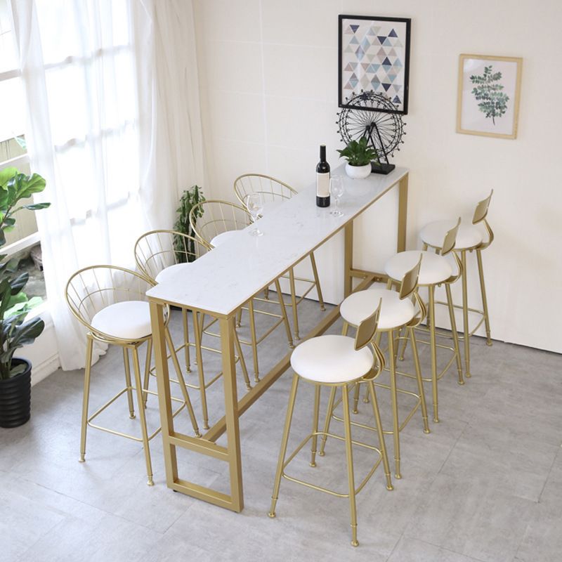 Rectangular Bar Height Table Gold Legs and Metal Base Bar Table for Patio Use Clearhalo 'Bar Furniture' 'Bar Tables' 'bar_tables' 'furn' 'furn_bar_tables' 'Furniture' 'Kitchen & Dining Furniture' 1200x1200_9ff2b34a-6cb6-44f1-ab3a-be3d0a1186d4