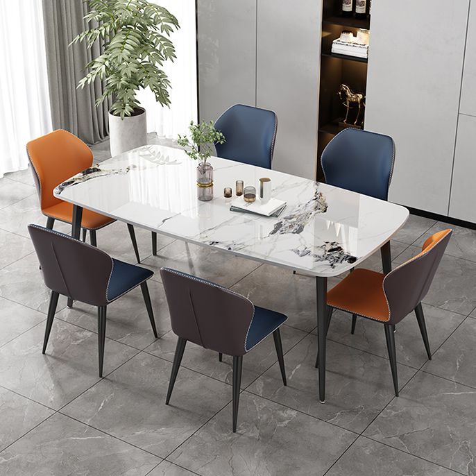 Modern Stone Rectangle Dining Table 4 Metal Legs for Dining Room Clearhalo 'Dining Tables & Seating' 'Dining Tables' 'dining_table' 'furn' 'furn_dining_table' 'Furniture' 'Kitchen & Dining Furniture' 1200x1200_9ff32fbd-6eb8-4581-8643-ee38ed6313a0