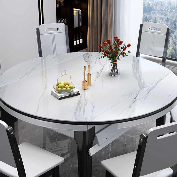 Kitchen Dinner Table Dining Room Stone Drop-Leaf Dining Table Clearhalo 'Dining Tables & Seating' 'Dining Tables' 'dining_table' 'furn' 'furn_dining_table' 'Furniture' 'Kitchen & Dining Furniture' 1200x1200_9ff33402-9da6-4386-a9fe-483ea2017e7b