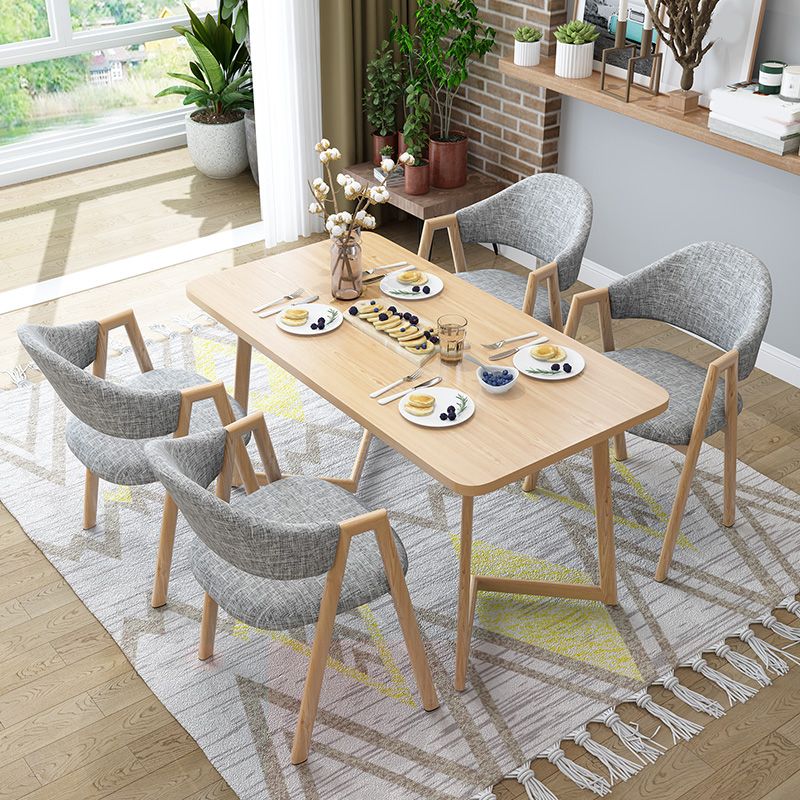 Modern Rectangle Dining Table Wood Tabletop with Double Pedestal Base Clearhalo 'Dining Tables & Seating' 'Dining Tables' 'dining_table' 'furn' 'furn_dining_table' 'Furniture' 'Kitchen & Dining Furniture' 1200x1200_9ff522a8-01cc-475e-b38a-84725990051f