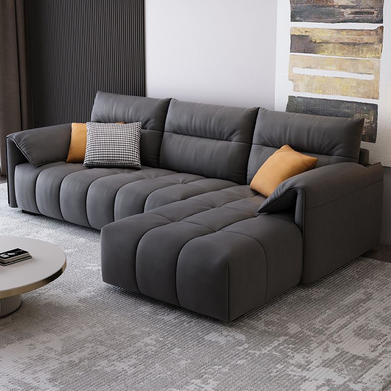 Dark Gray Cushion Back Contemporary Removable Cushions L-Shape Sofa & Chaise Clearhalo 'furn' 'furn_sectionals' 'Furniture' 'furniture_sectionals' 'kitchen' 'kitchen_sectionals' 'Living Room Furniture' 'Sectionals' 1200x1200_9ff5ddb1-7161-4247-8a67-a2df4152839b
