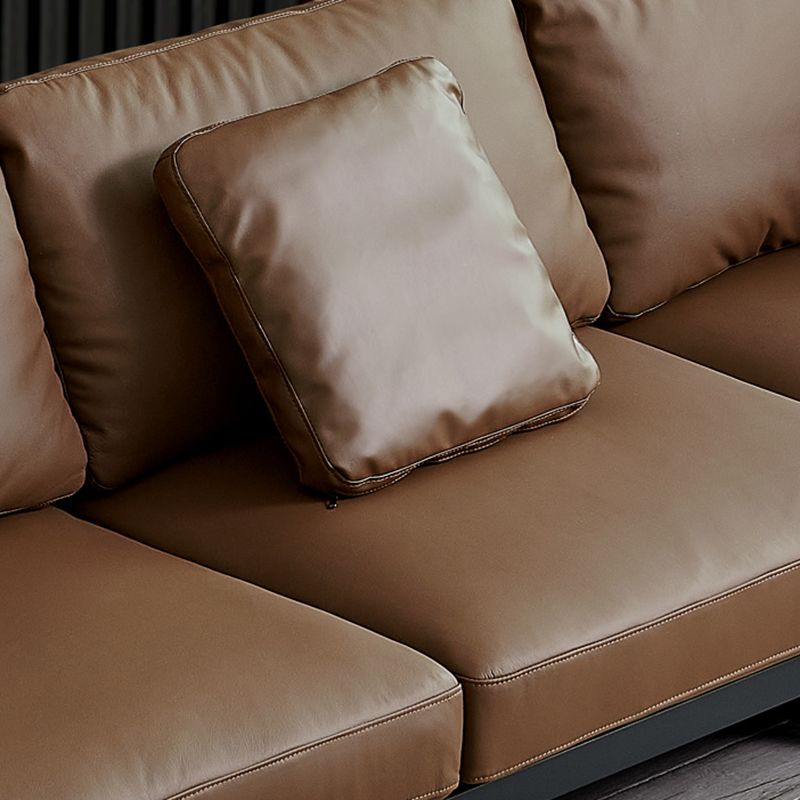 34" High Contemporary Square Arm Standard Sofa with Bolster Pillows, Brown Clearhalo 'furn' 'furn_sofas' 'Furniture' 'furniture_sofas' 'Living Room Furniture' 'Sofa' 'sofas' 1200x1200_9ff65816-f5ed-4533-b124-a23fea1ce847