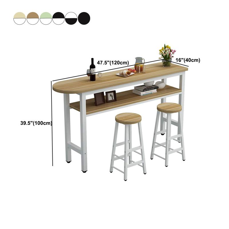Mesa de comedor de madera artificial, mesa de pub moderna con altura de mostrador y estante