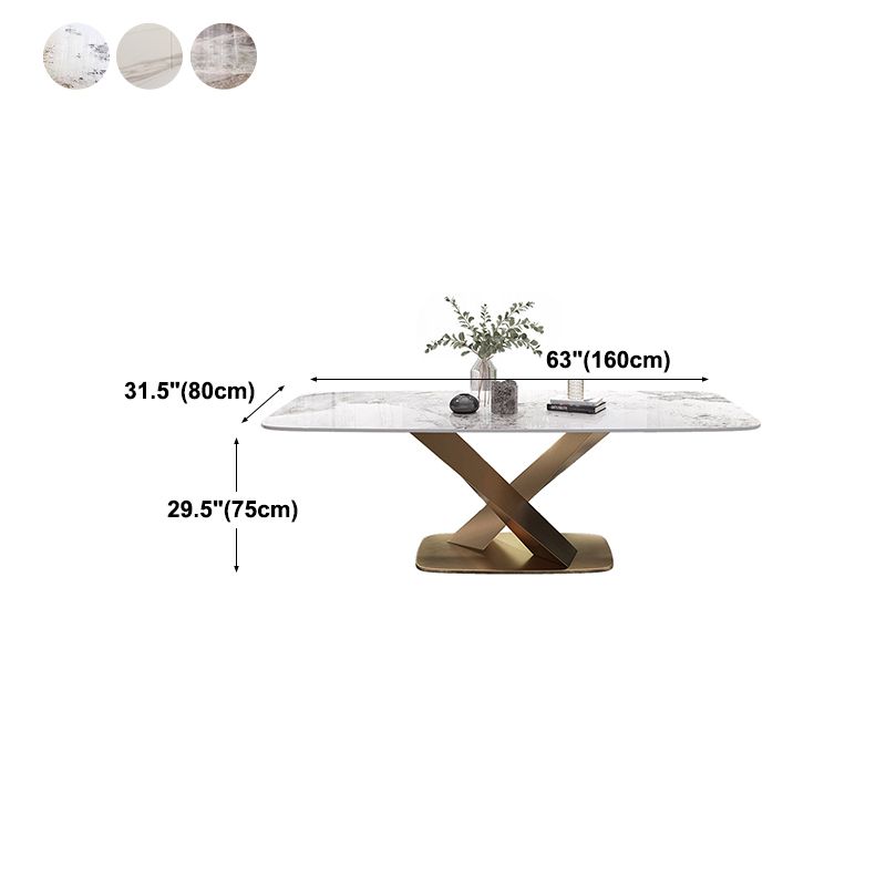 Luxury Sintered Stone Dining Table Rectangle Table with Single Pedestal in Gold Clearhalo 'Dining Tables & Seating' 'Dining Tables' 'dining_table' 'furn' 'furn_dining_table' 'Furniture' 'furniture_dining_table' 'Kitchen & Dining Furniture' 'kitchen' 'kitchen_dining_table' 1200x1200_9ff8f819-7c6b-4240-b795-e3630d1593a3