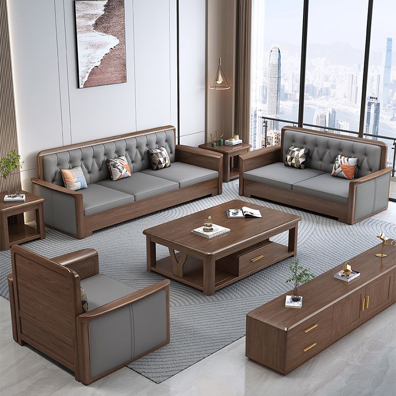 Modern Solid Wood Faux Leather Square Arm Sofa with Tufted Back Clearhalo 'furn' 'furn_sofas' 'Furniture' 'Living Room Furniture' 'Sofa' 'sofas' 1200x1200_9ff98ee9-f08e-44e2-a77f-0fafe3d9fce2