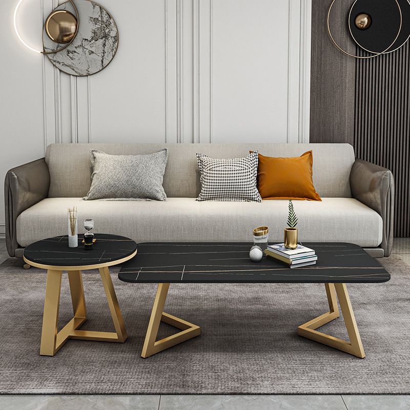 Luxe rechthoekige koffiecocktailtafel met leisteenblad - 48 cm H