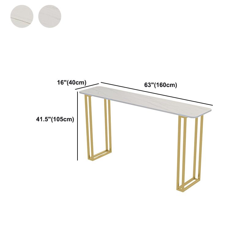 Stone Contemporary Sled Cocktail Bar Table Gold and White Rectangle Counter Table Clearhalo 'Bar Furniture' 'Bar Tables' 'bar_tables' 'furn' 'furn_bar_tables' 'Furniture' 'furniture_bar_tables' 'Kitchen & Dining Furniture' 1200x1200_9ffaa301-e464-4bb4-b3e5-1c36e08b82f8