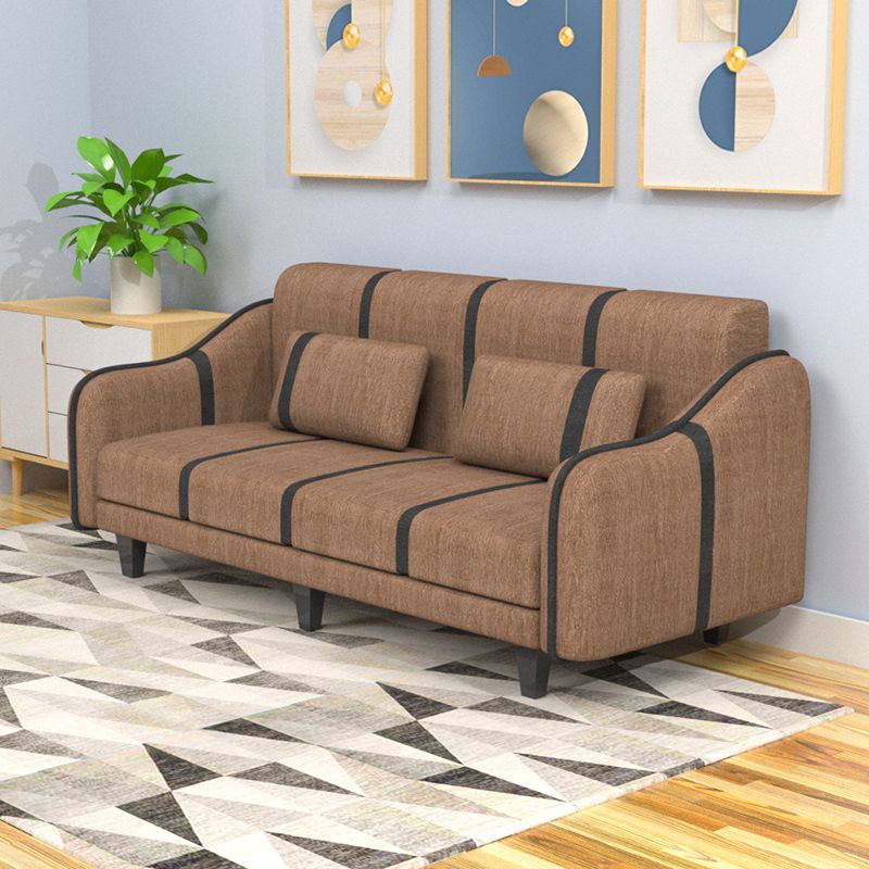 Contemporary Sleeper with 2 Pillows and Six Black Legs for Apartment Clearhalo 'furn' 'furn_sofas' 'Furniture' 'Living Room Furniture' 'Sofa' 'sofas' 1200x1200_9ffbb22f-166a-4b30-83f3-d75dd50a3c2c