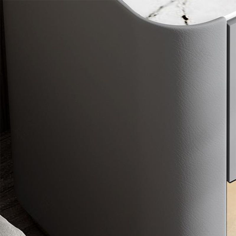 21,65 grand "1 - tiroir en pierre de nuit stand de nuit moderne avec accents en cuir