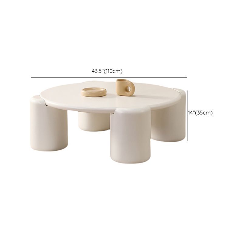 Table basse ronde en bois d'ingénierie Table de cocktail moderne à 4 pieds
