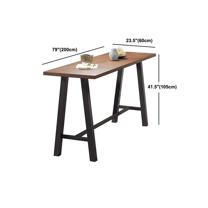 Industrial Black Metal Frame Bistro Table Brown Pine Wood Top Bar Table Clearhalo 'Bar Furniture' 'Bar Tables' 'bar_tables' 'furn' 'furn_bar_tables' 'Furniture' 'Kitchen & Dining Furniture' 1200x1200_9ffde78c-a28e-495d-b251-9a1af898a9b3