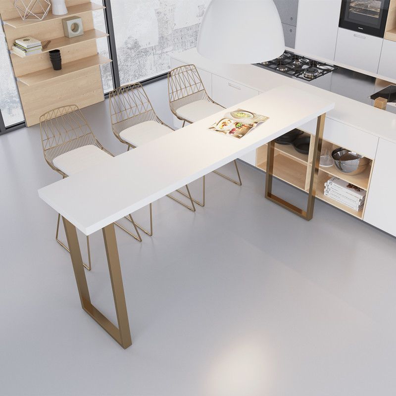 Pine Wood Bar Dining Table Glam Rectangle Bar Table with Double Pedestal for Milk Tea Shop Clearhalo 'Bar Furniture' 'Bar Tables' 'bar_tables' 'furn' 'furn_bar_tables' 'Furniture' 'Kitchen & Dining Furniture' 1200x1200_a0004b6c-23c7-4b60-bded-04e88ff315f5