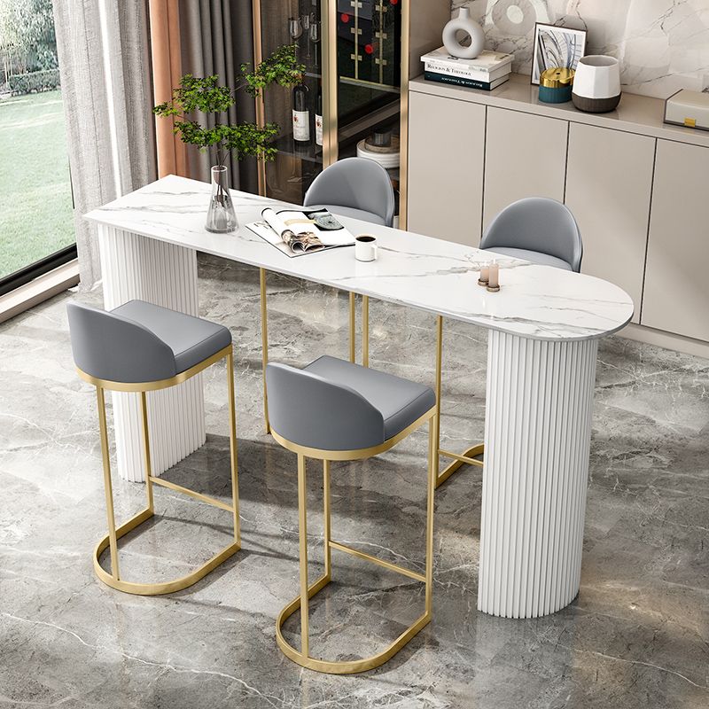 White Bar Wine Table Stone Bar Height Table with Double Pedestal Base Clearhalo 'Bar Furniture' 'Bar Tables' 'bar_tables' 'furn' 'furn_bar_tables' 'Furniture' 'Kitchen & Dining Furniture' 1200x1200_a001f85d-cf9d-4dff-bfcf-cfcea6358f02