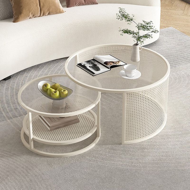 Tropical Coffee Table Glass Top Round Frame Coffee Cocktail Table Clearhalo 'Coffee & Accent Tables' 'Coffee Tables' 'coffee_tables' 'furn' 'furn_coffee_tables' 'Furniture' 'Living Room Furniture' 1200x1200_a0023781-22f6-470f-bbe8-e446a40b8cb8