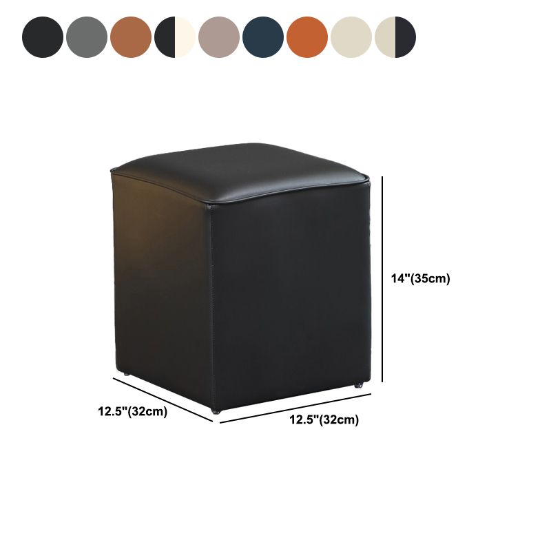 Minimalist Square Footstool Ottoman Pure Color Genuine Leather Ottoman