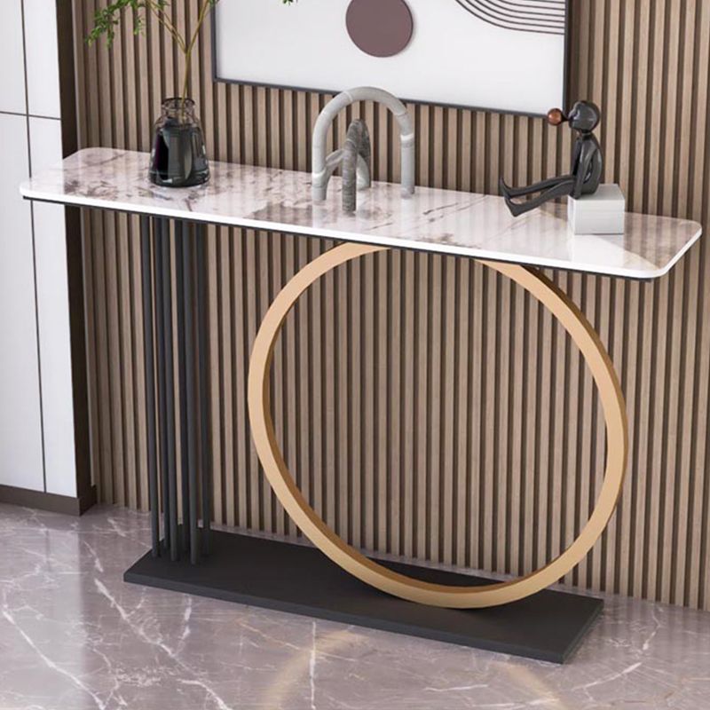 Mesa de sofá de consola de rectángulo glamoroso con soporte de hierro para Hall