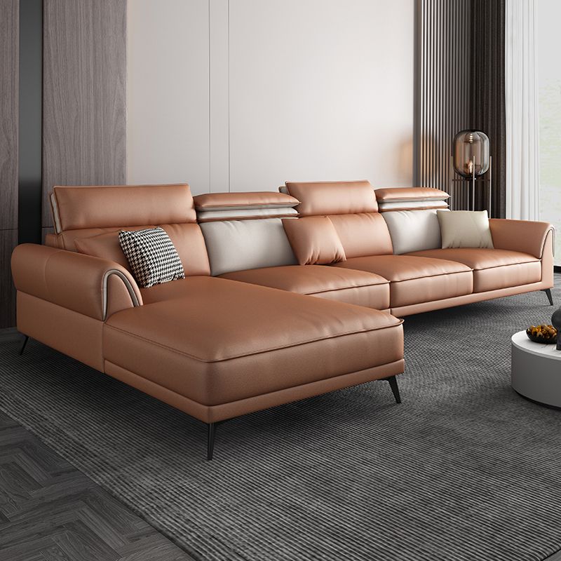 Contemporary Stain-Resistant Faux Leather 4-Seater L-Shape Sofa