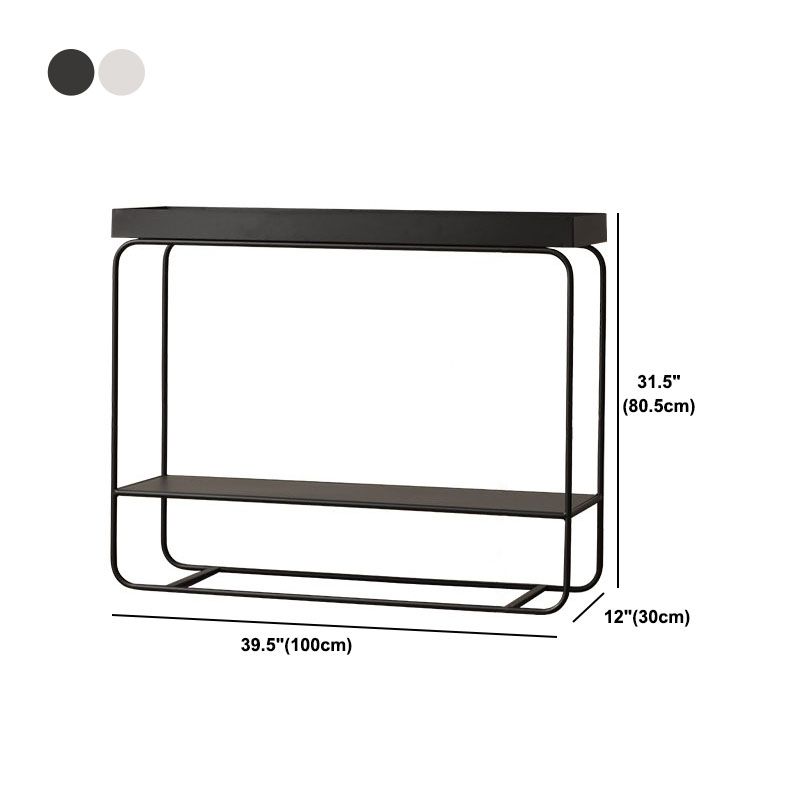 Rectangle Tray Top Side Table 31.5" Tall Iron Frame End Table with Shelf